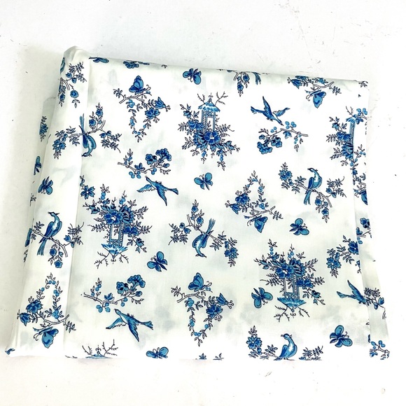 Vintage | Accents | Vintage 5s Blue Bird Floral Cotton Fabric Yardage ...
